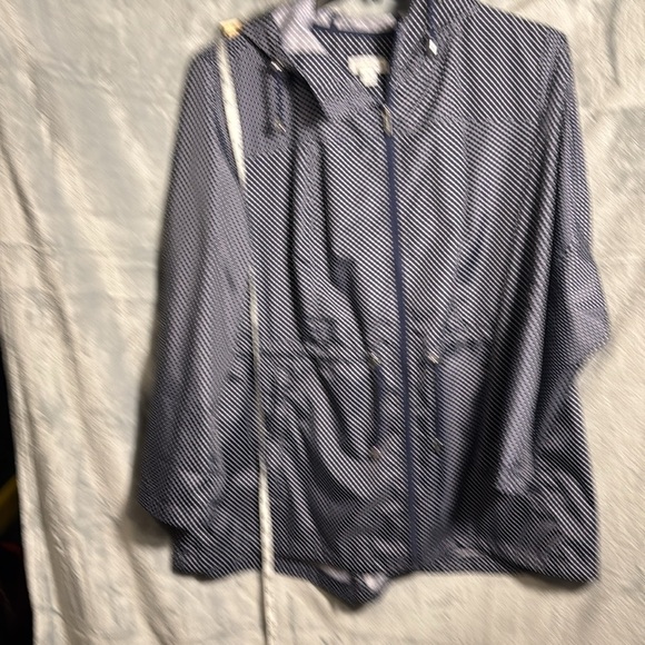 Susan Graver jacket plus size 1X windbreaker Blue White polka dot‎ lightweight - Picture 7 of 15